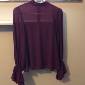 Maroon blouse with ruffled sleeves brand new